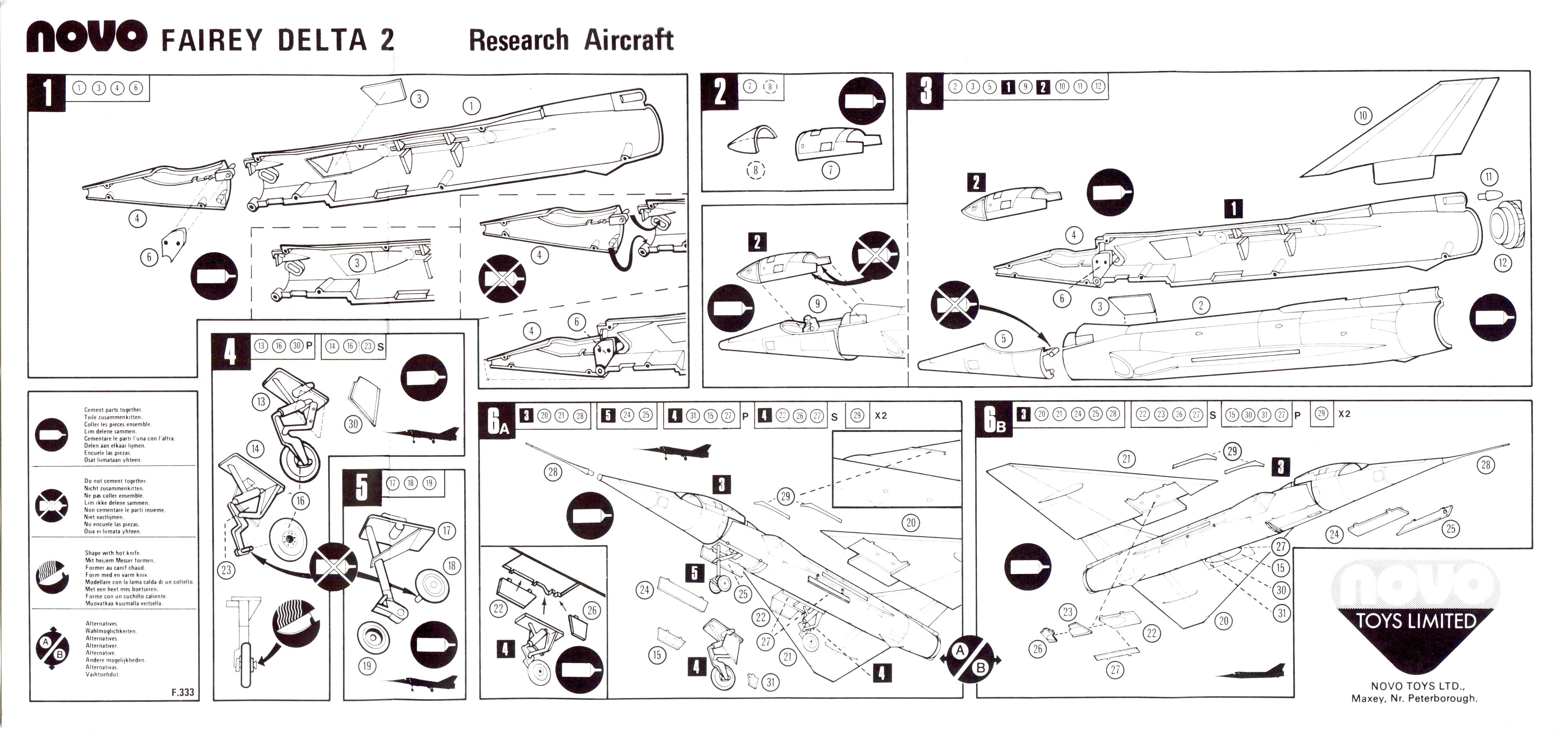 Сборочная инструкция NOVO F333 Fairey Delta 2